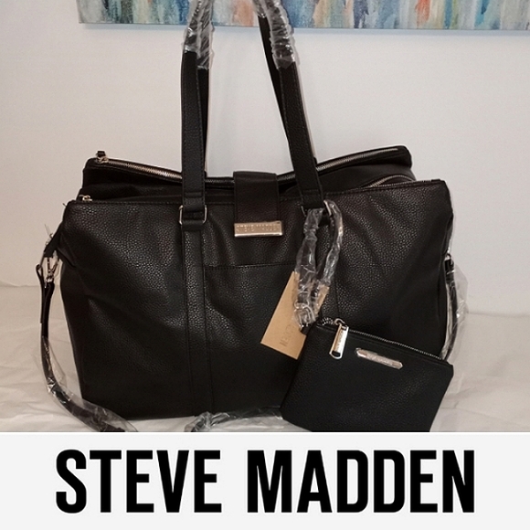 Steve Madden Handbags - 2 bags! Weekender & Wristlet Unisex Steve Madden Black Pebble Faux Leather